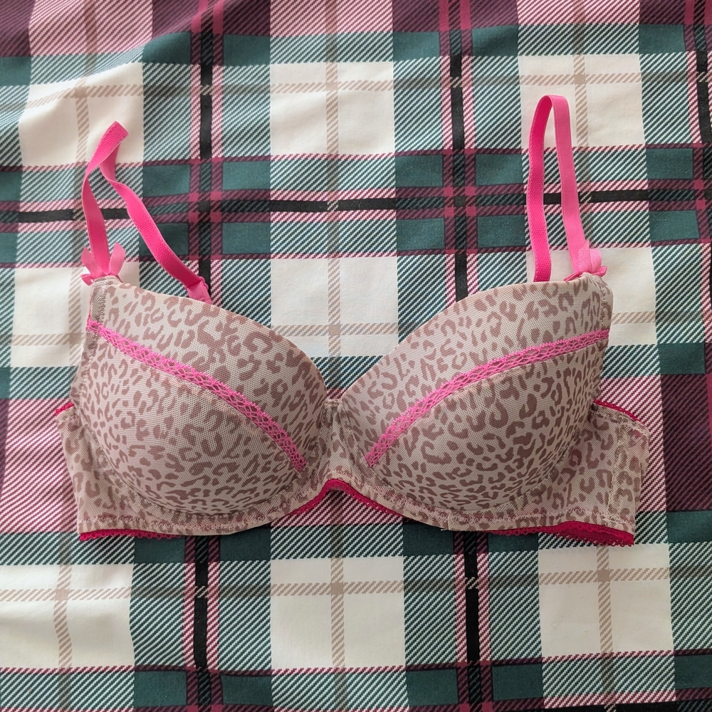 *SALE* Jacob Leopard Print Bra with Pink Accents 34C